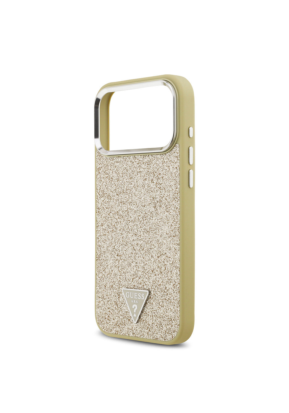 Apple iPhone 17 Pro Max Kılıf Guess Orijinal Lisanslı Manyetik Şarj Uyumlu Metal Kamera Çerçeveli Üçgen Logolu Glitter Kapak