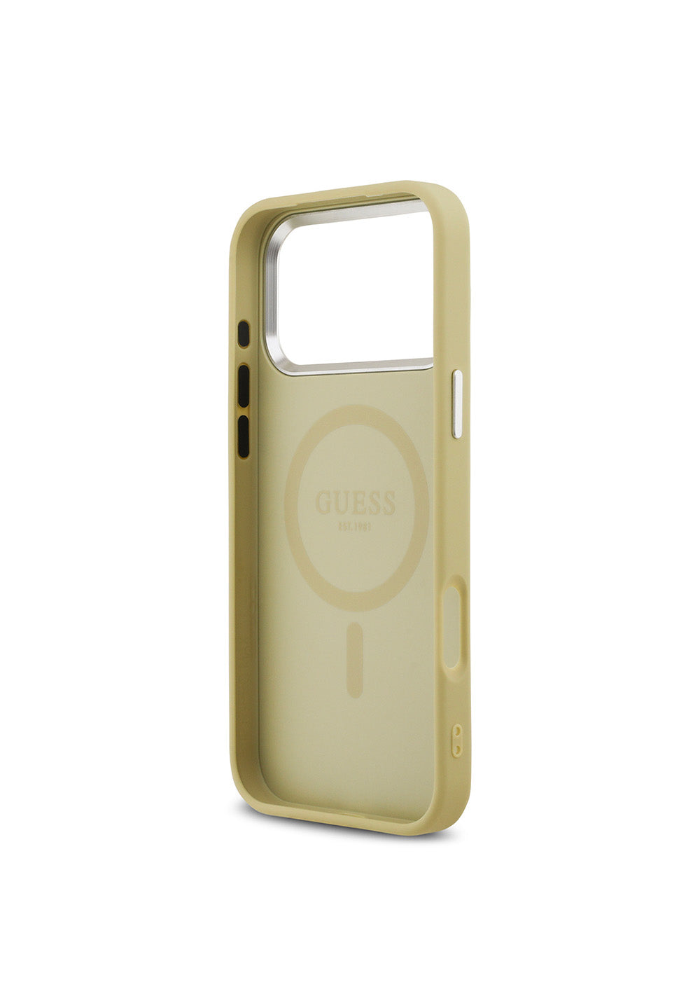 Apple iPhone 17 Pro Max Kılıf Guess Orijinal Lisanslı Manyetik Şarj Uyumlu Metal Kamera Çerçeveli Üçgen Logolu Glitter Kapak