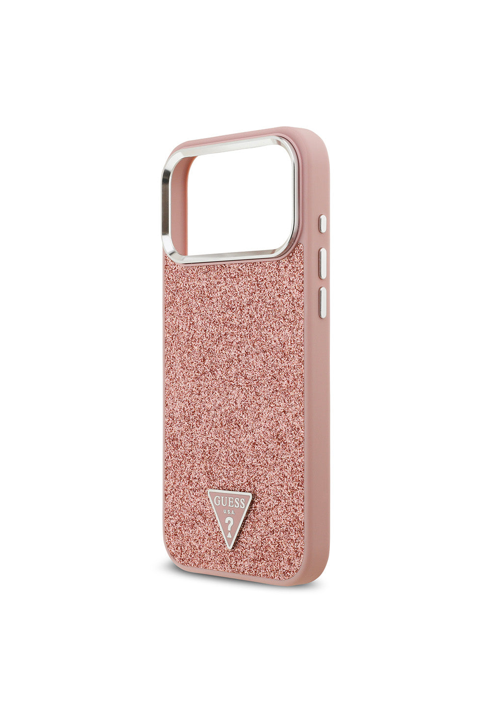 Apple iPhone 17 Pro Max Kılıf Guess Orijinal Lisanslı Manyetik Şarj Uyumlu Metal Kamera Çerçeveli Üçgen Logolu Glitter Kapak