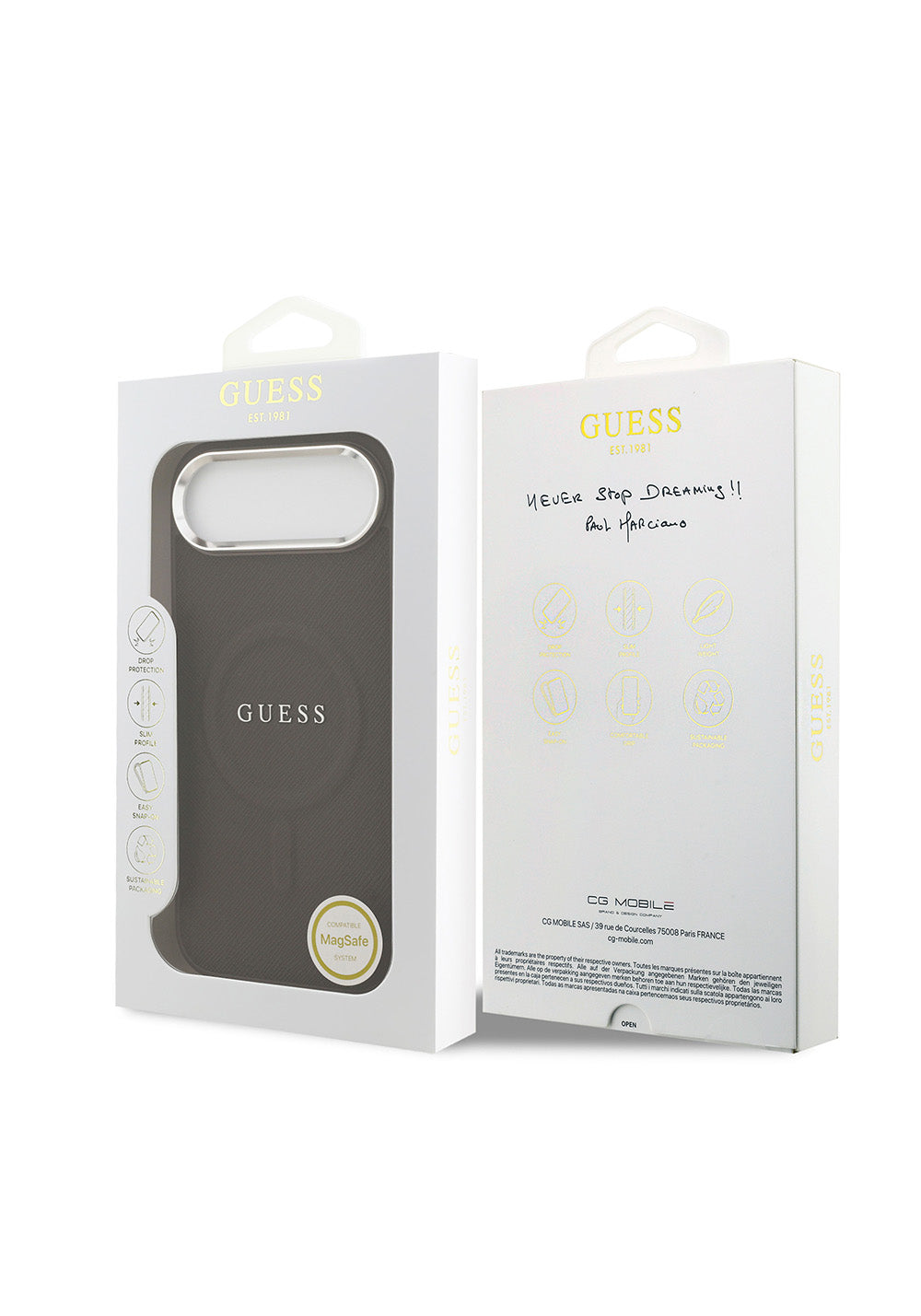 Apple iPhone 17 Air Kılıf Guess Orijinal Lisanslı Manyetik Şarj Uyumlu Klasik Yazı Logolu PU Deri Kapak