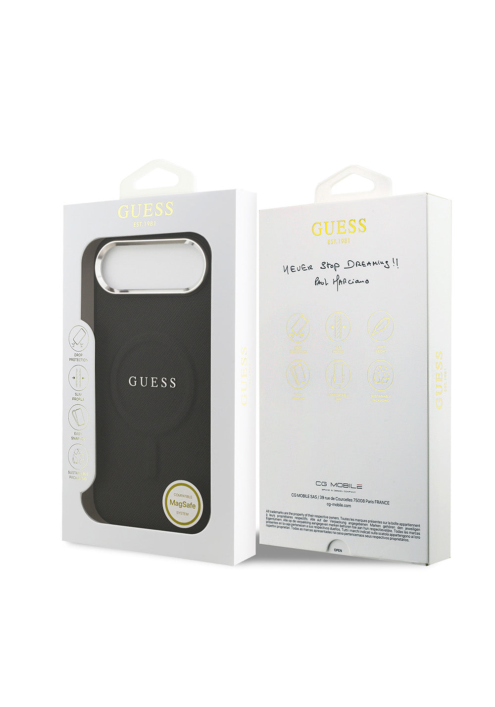 Apple iPhone 17 Air Kılıf Guess Orijinal Lisanslı Manyetik Şarj Uyumlu Klasik Yazı Logolu PU Deri Kapak
