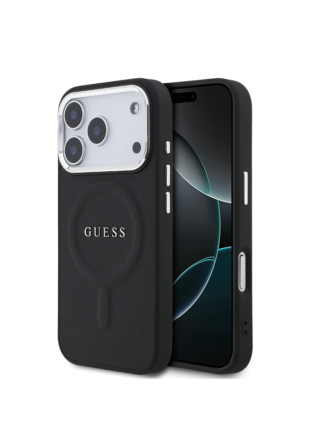 Apple iPhone 17 Pro Kılıf Guess Orijinal Lisanslı Manyetik Şarj Uyumlu Klasik Yazı Logolu PU Deri Kapak