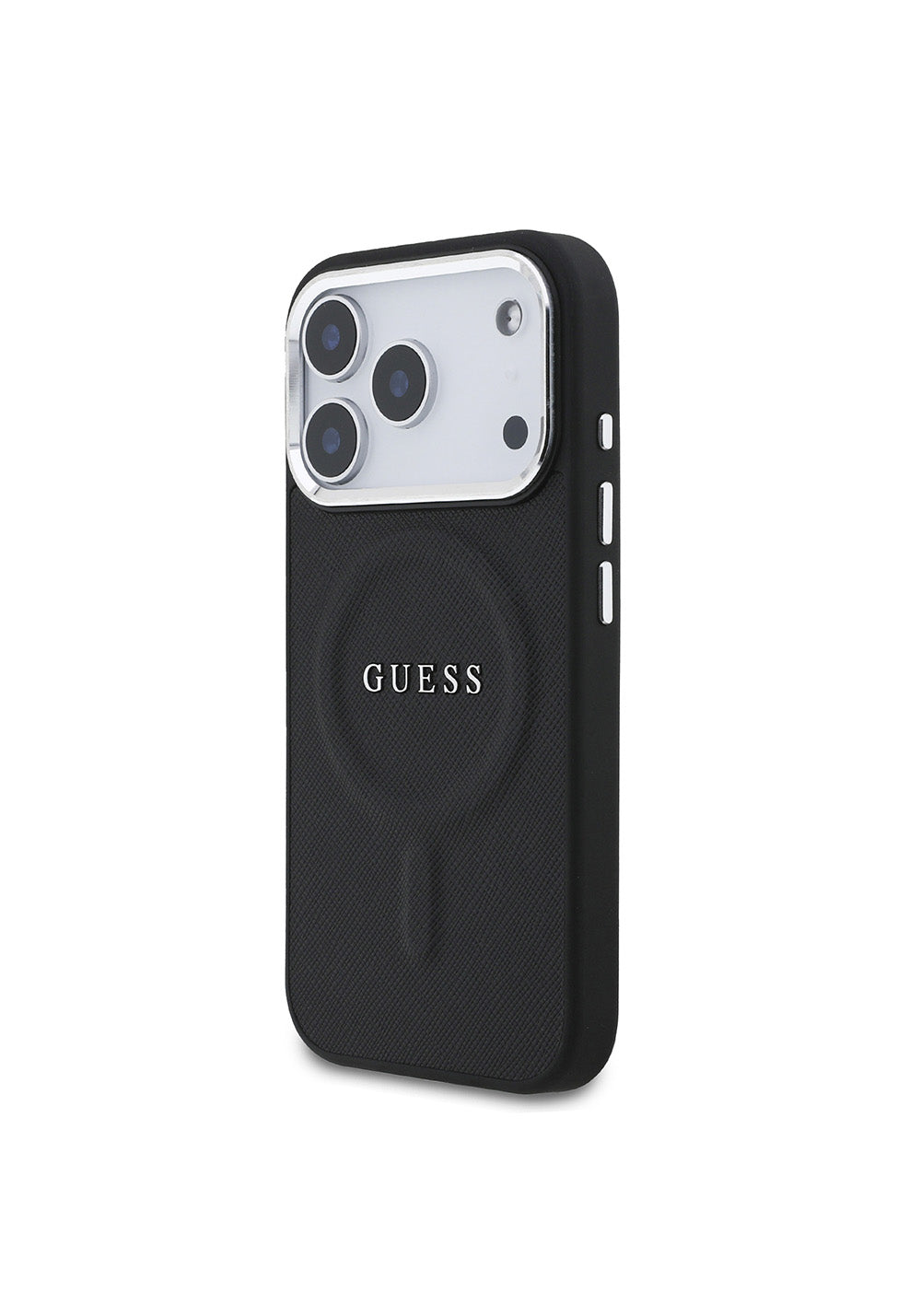 Apple iPhone 17 Pro Kılıf Guess Orijinal Lisanslı Manyetik Şarj Uyumlu Klasik Yazı Logolu PU Deri Kapak