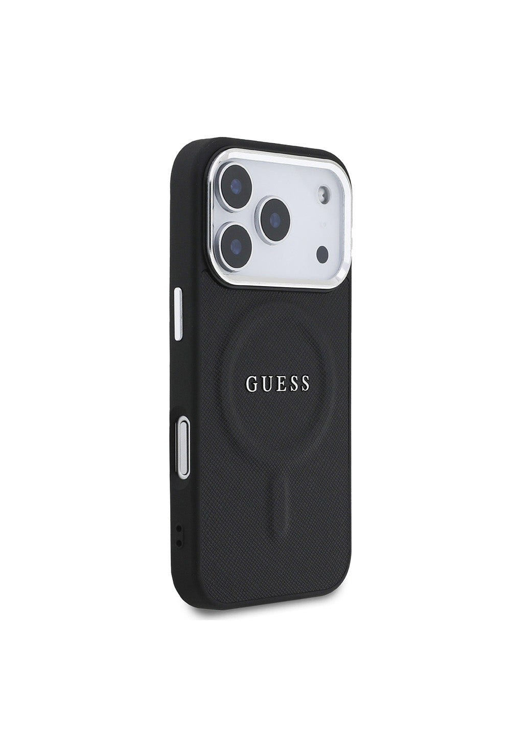 Apple iPhone 17 Pro Kılıf Guess Orijinal Lisanslı Manyetik Şarj Uyumlu Klasik Yazı Logolu PU Deri Kapak