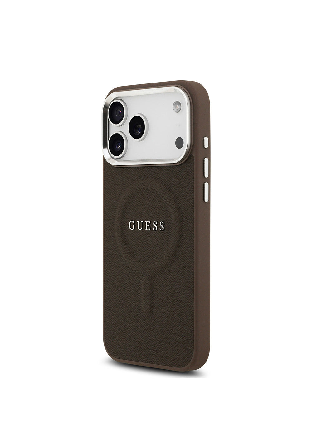 Apple iPhone 17 Pro Kılıf Guess Orijinal Lisanslı Manyetik Şarj Uyumlu Klasik Yazı Logolu PU Deri Kapak