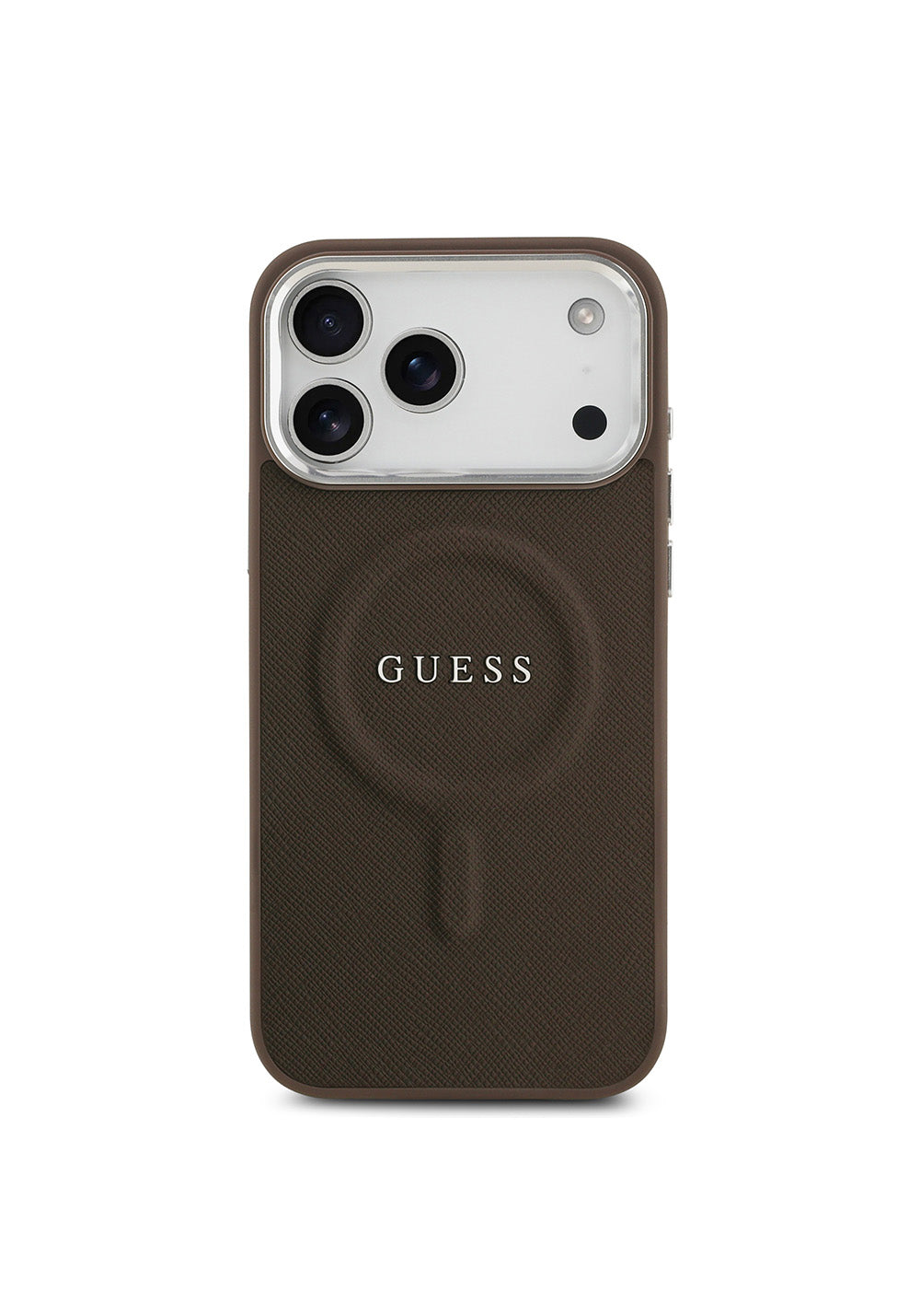 Apple iPhone 17 Pro Kılıf Guess Orijinal Lisanslı Manyetik Şarj Uyumlu Klasik Yazı Logolu PU Deri Kapak