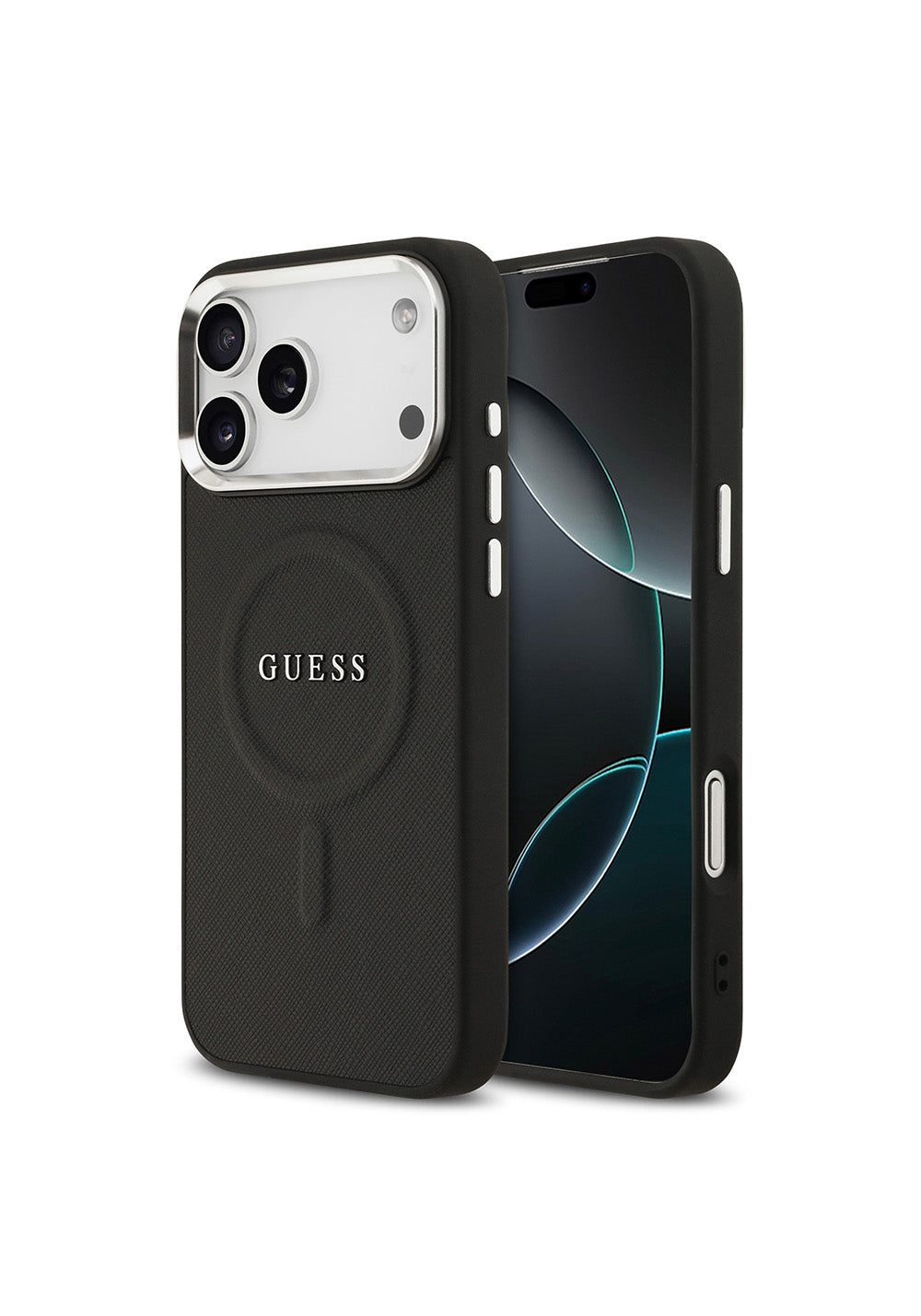 Apple iPhone 17 Pro Max Kılıf Guess Orijinal Lisanslı Manyetik Şarj Uyumlu Klasik Yazı Logolu PU Deri Kapak