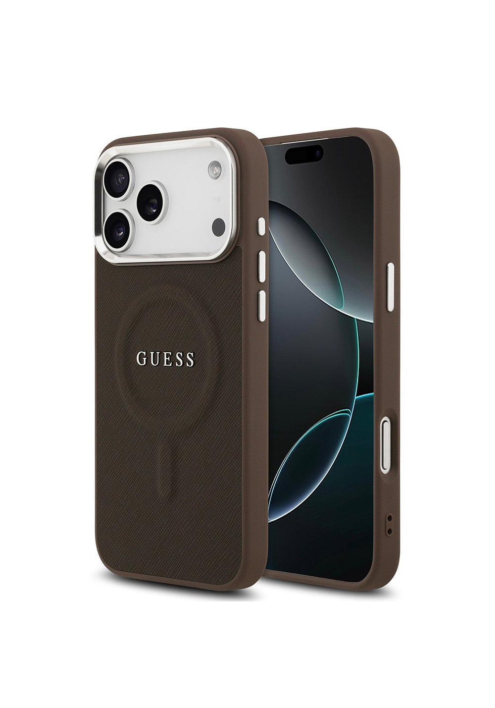 Apple iPhone 17 Pro Max Kılıf Guess Orijinal Lisanslı Manyetik Şarj Uyumlu Klasik Yazı Logolu PU Deri Kapak