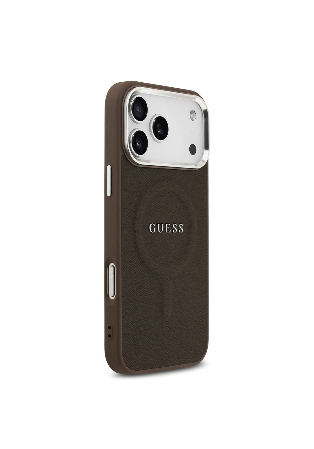 Apple iPhone 17 Pro Max Kılıf Guess Orijinal Lisanslı Manyetik Şarj Uyumlu Klasik Yazı Logolu PU Deri Kapak