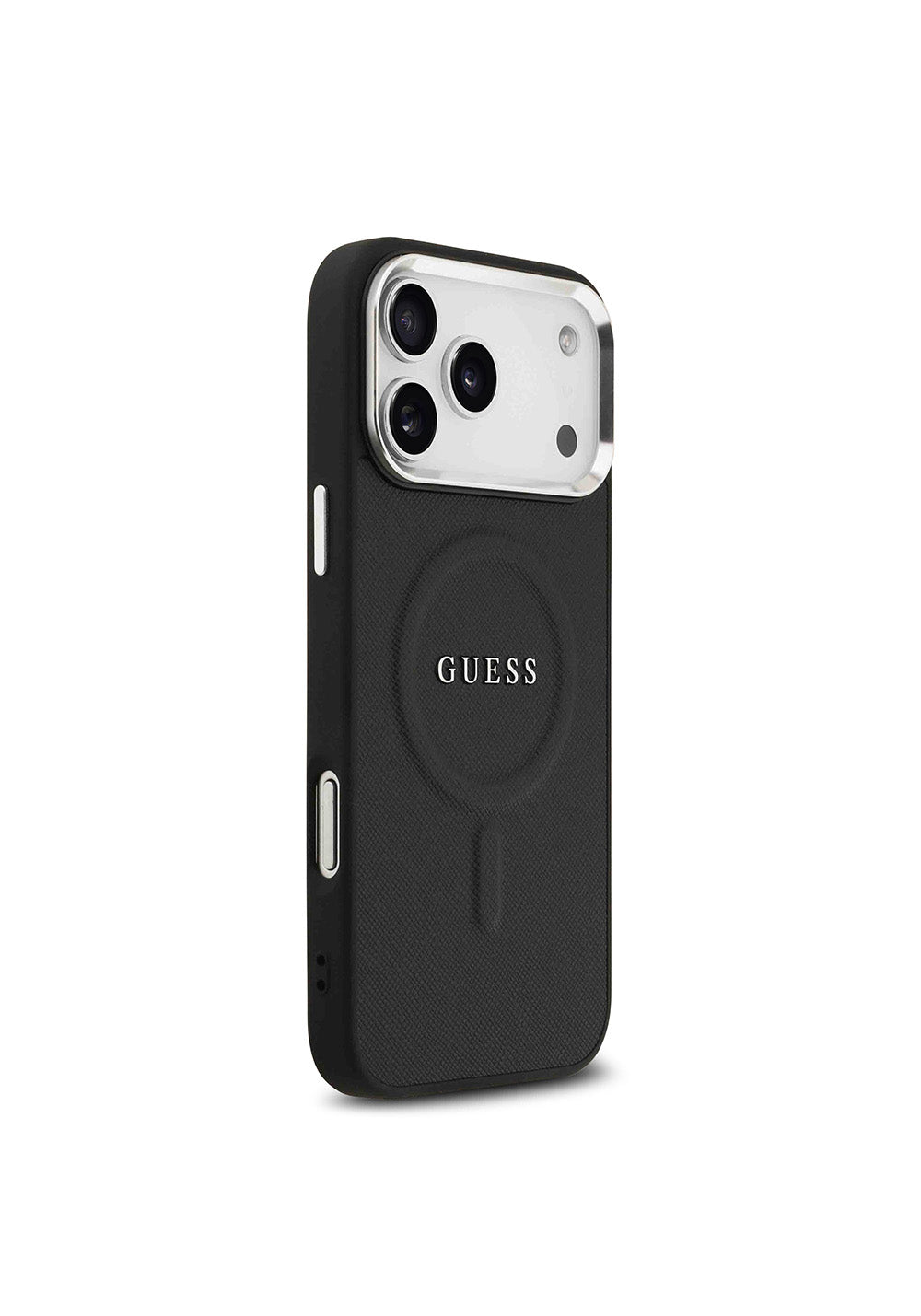 Apple iPhone 17 Pro Max Kılıf Guess Orijinal Lisanslı Manyetik Şarj Uyumlu Klasik Yazı Logolu PU Deri Kapak