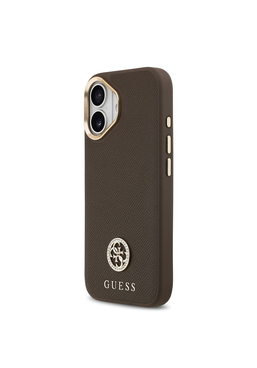 Apple iPhone 17 Kılıf Guess Orijinal Lisanslı Manyetik Şarj Uyumlu Grained Yazı ve Taşlı 4G Logolu Kapak
