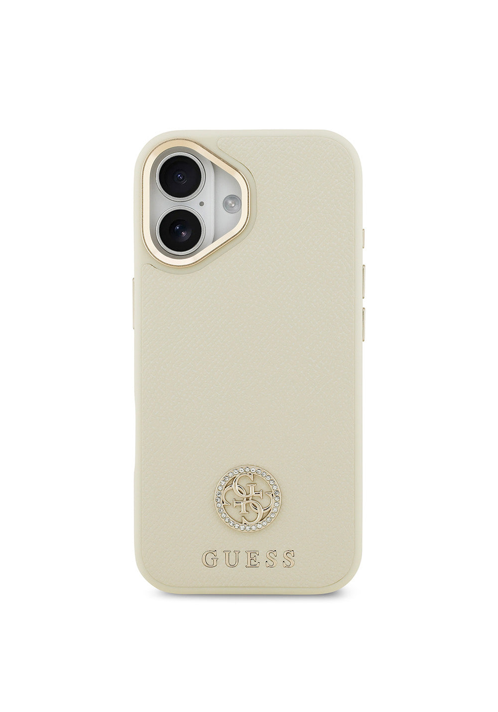 Apple iPhone 17 Kılıf Guess Orijinal Lisanslı Manyetik Şarj Uyumlu Grained Yazı ve Taşlı 4G Logolu Kapak