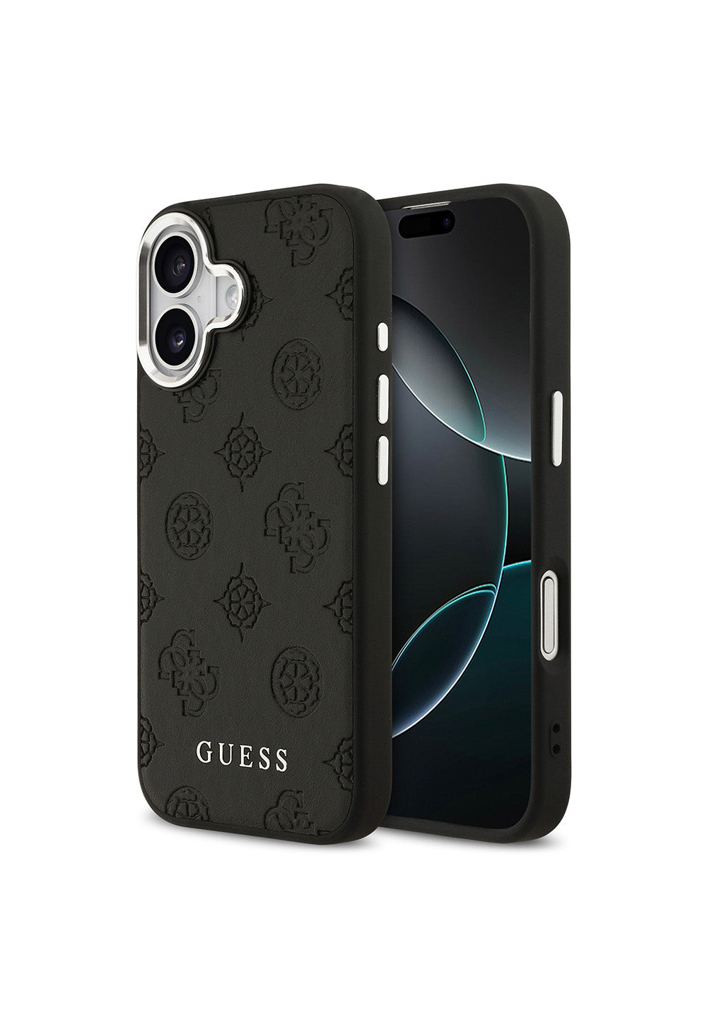 Apple iPhone 17 Kılıf Guess Orijinal Lisanslı Manyetik Şarj Uyumlu Sıcak Baskılı Klasik Yazı Logolu PU Deri Peony Kapak