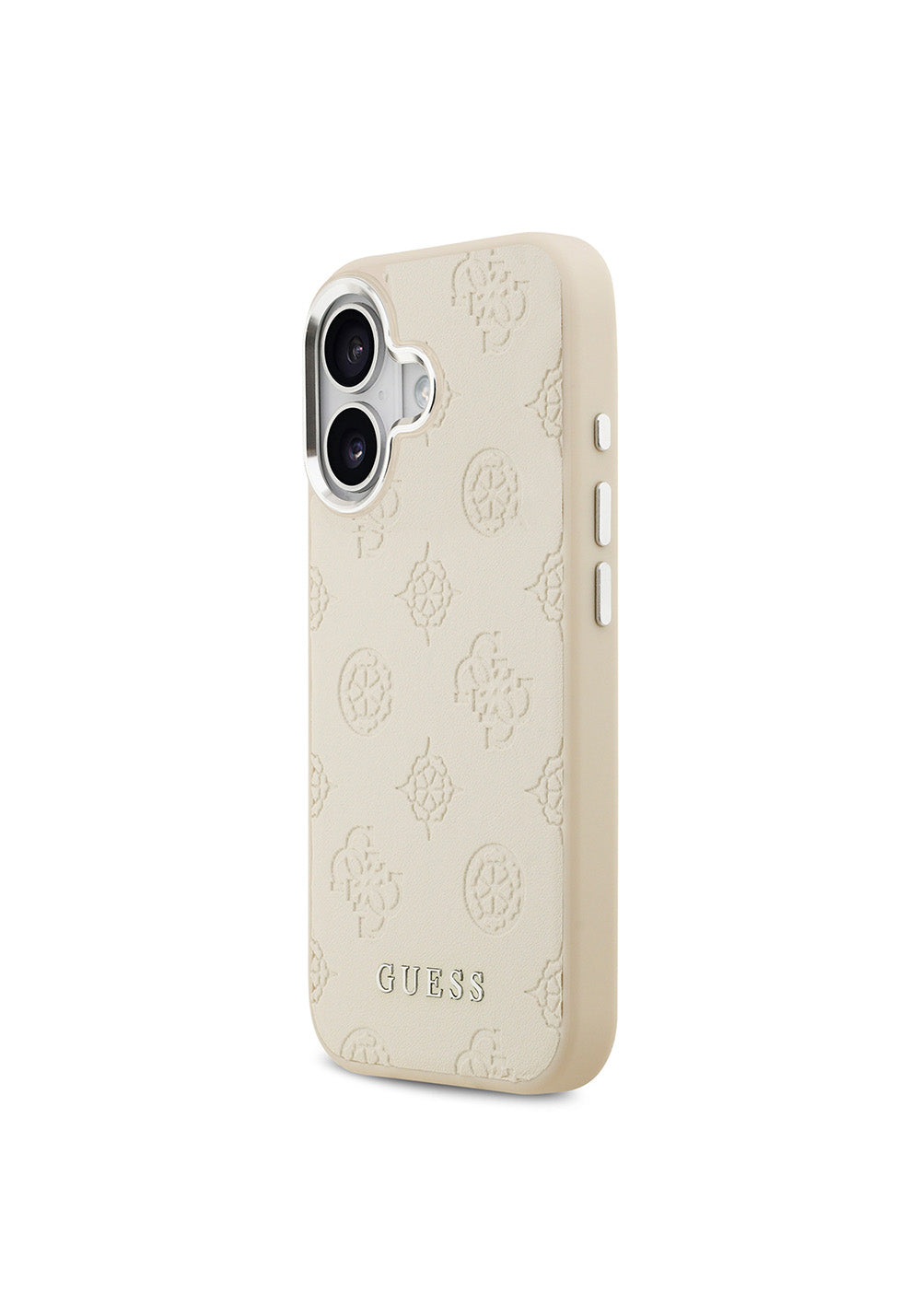 Apple iPhone 17 Kılıf Guess Orijinal Lisanslı Manyetik Şarj Uyumlu Sıcak Baskılı Klasik Yazı Logolu PU Deri Peony Kapak