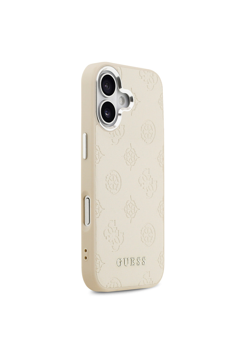 Apple iPhone 17 Kılıf Guess Orijinal Lisanslı Manyetik Şarj Uyumlu Sıcak Baskılı Klasik Yazı Logolu PU Deri Peony Kapak