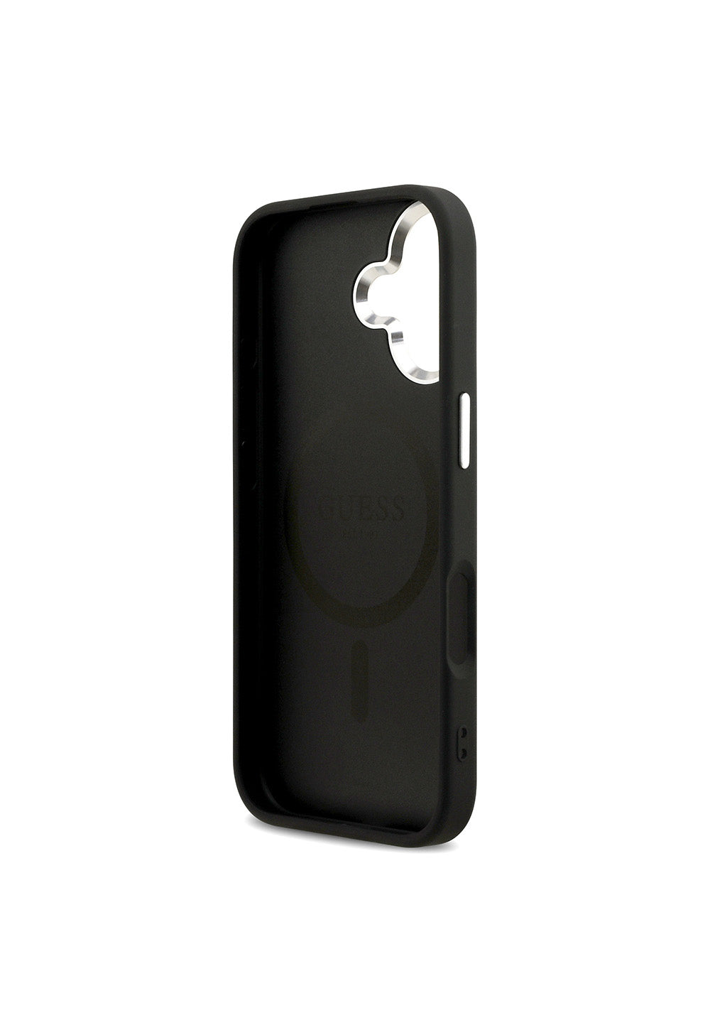 Apple iPhone 17 Kılıf Guess Orijinal Lisanslı Manyetik Şarj Uyumlu Sıcak Baskılı Klasik Yazı Logolu PU Deri Peony Kapak