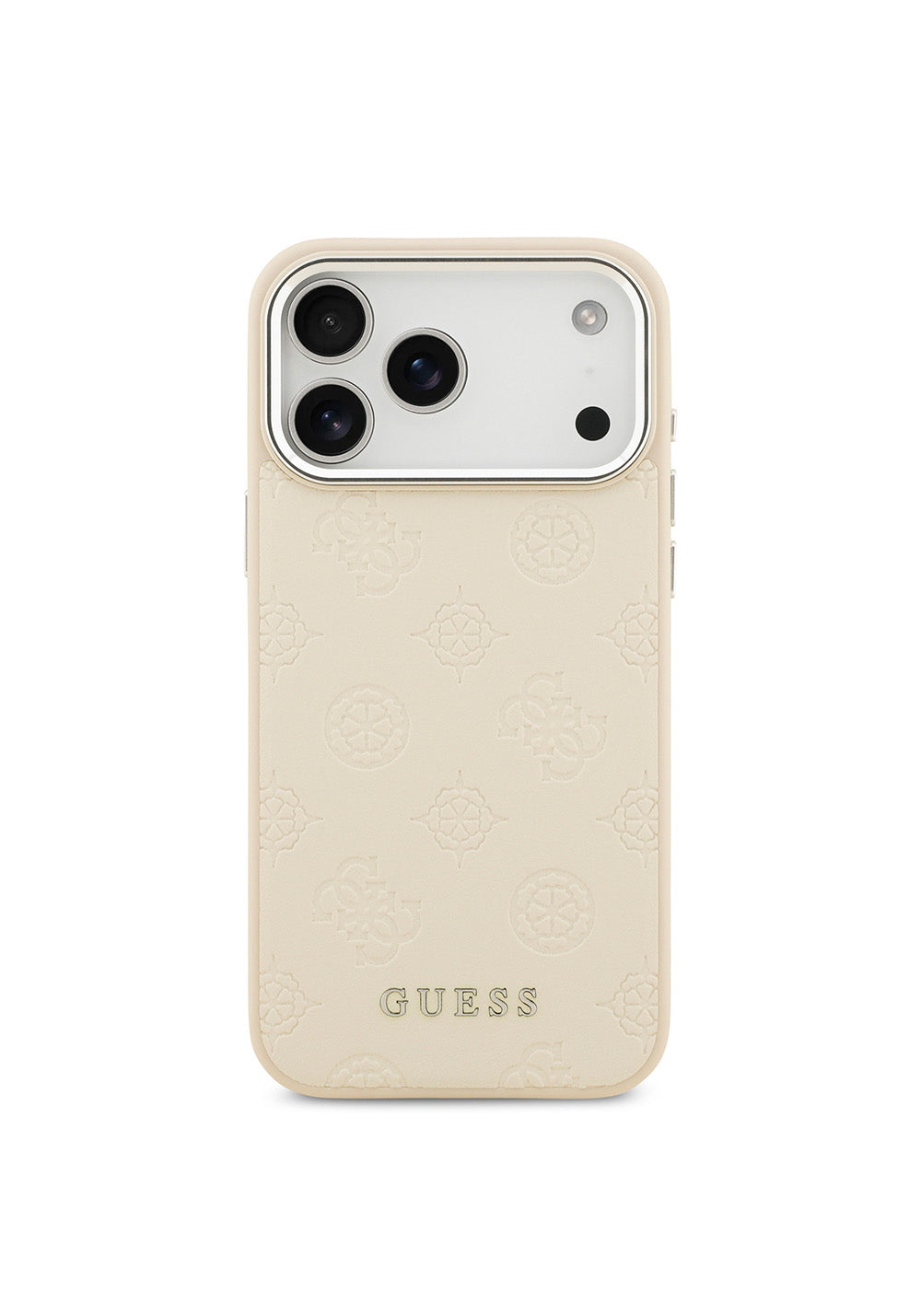Apple iPhone 17 Pro Max Kılıf Guess Orijinal Lisanslı Manyetik Şarj Uyumlu Sıcak Baskılı Klasik Yazı Logolu PU Deri Peony Kapak