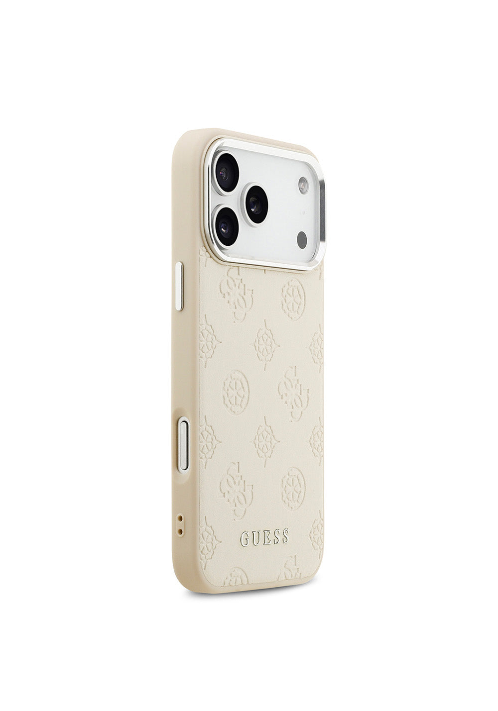 Apple iPhone 17 Pro Max Kılıf Guess Orijinal Lisanslı Manyetik Şarj Uyumlu Sıcak Baskılı Klasik Yazı Logolu PU Deri Peony Kapak