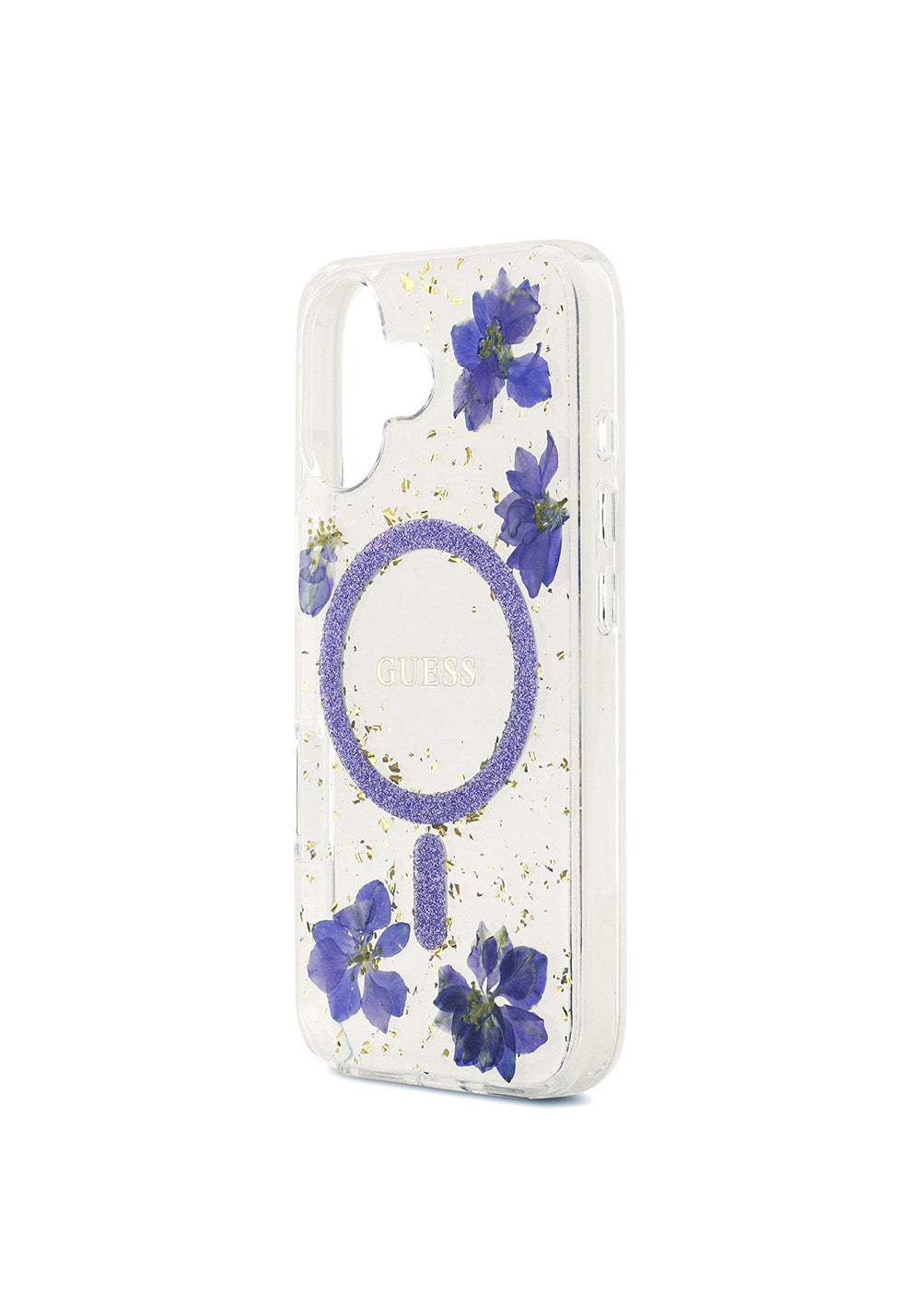 Apple iPhone 17 Kılıf Guess Orijinal Lisanslı Manyetik Şarj Uyumlu Transparan Resin Flowers Kapak