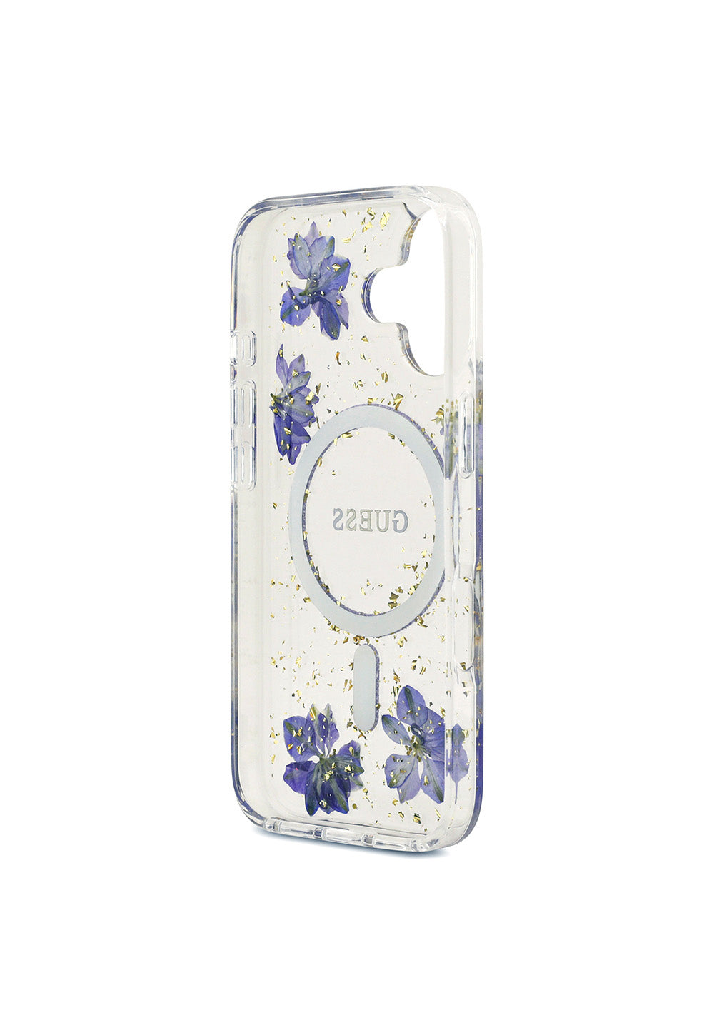 Apple iPhone 17 Kılıf Guess Orijinal Lisanslı Manyetik Şarj Uyumlu Transparan Resin Flowers Kapak