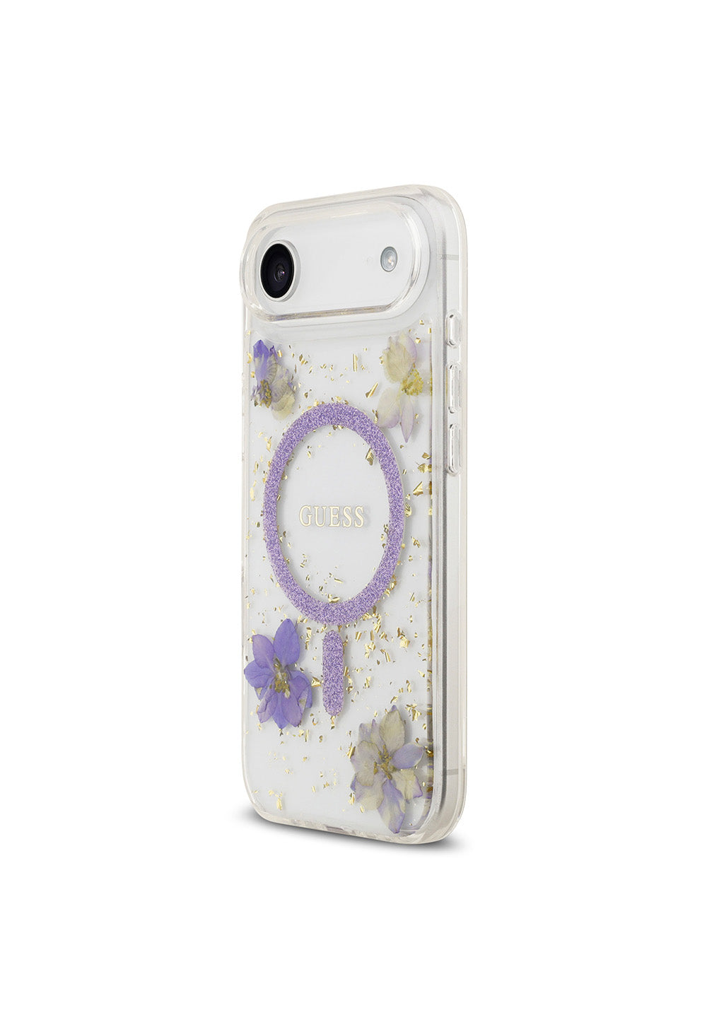 Apple iPhone 17 Air Kılıf Guess Orijinal Lisanslı Manyetik Şarj Uyumlu Transparan Resin Flowers Kapak