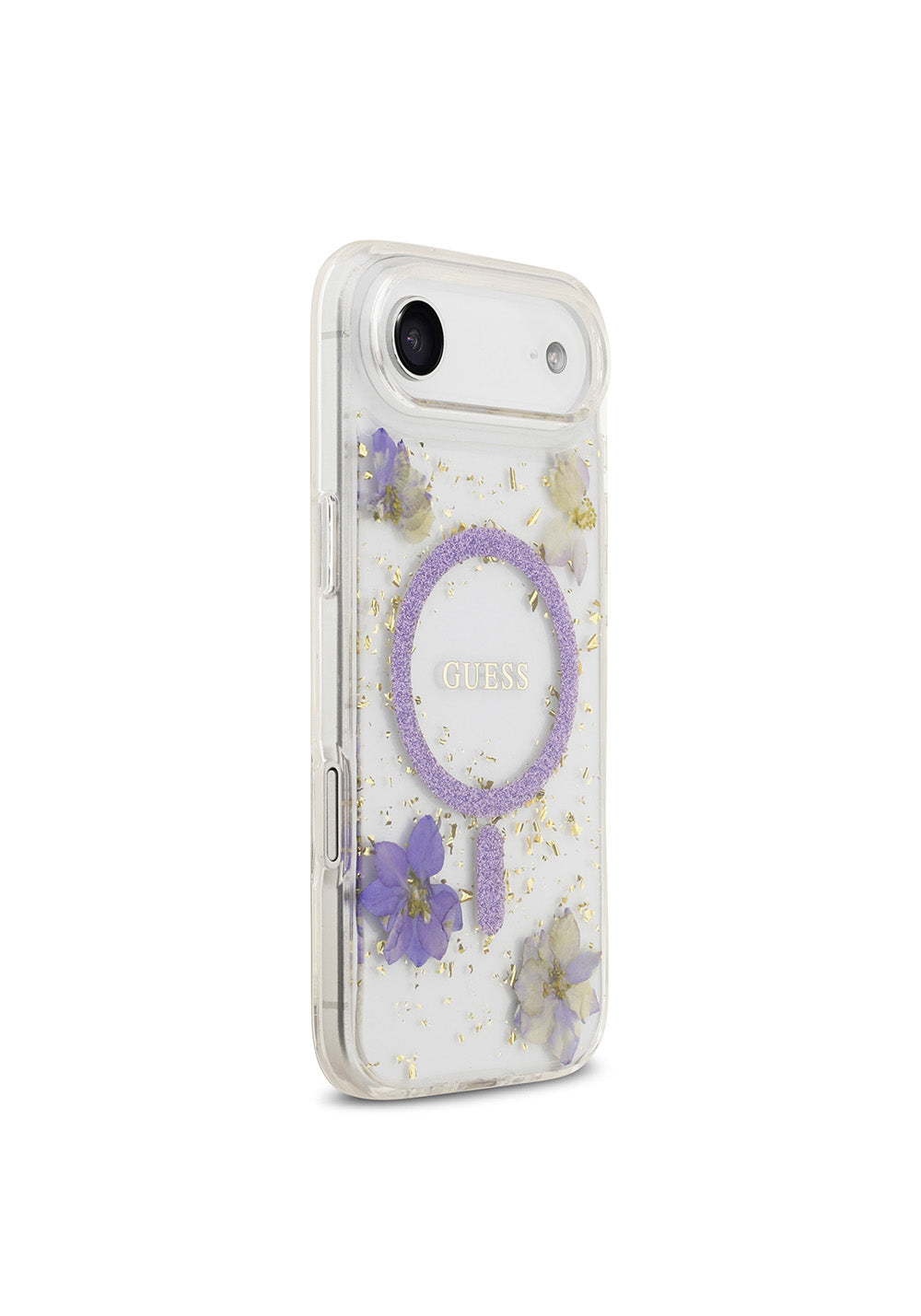 Apple iPhone 17 Air Kılıf Guess Orijinal Lisanslı Manyetik Şarj Uyumlu Transparan Resin Flowers Kapak