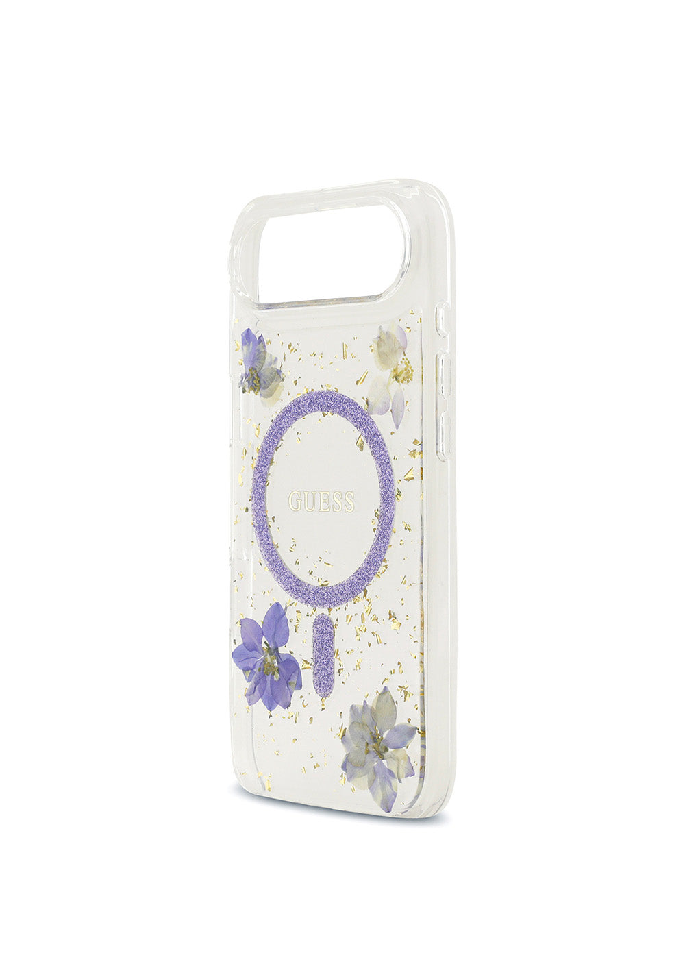 Apple iPhone 17 Air Kılıf Guess Orijinal Lisanslı Manyetik Şarj Uyumlu Transparan Resin Flowers Kapak