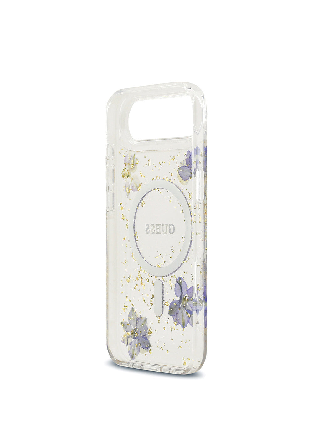 Apple iPhone 17 Air Kılıf Guess Orijinal Lisanslı Manyetik Şarj Uyumlu Transparan Resin Flowers Kapak