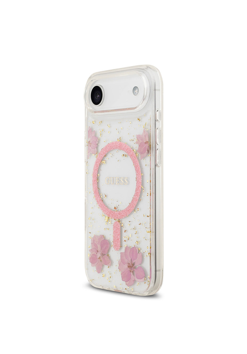 Apple iPhone 17 Air Kılıf Guess Orijinal Lisanslı Manyetik Şarj Uyumlu Transparan Resin Flowers Kapak