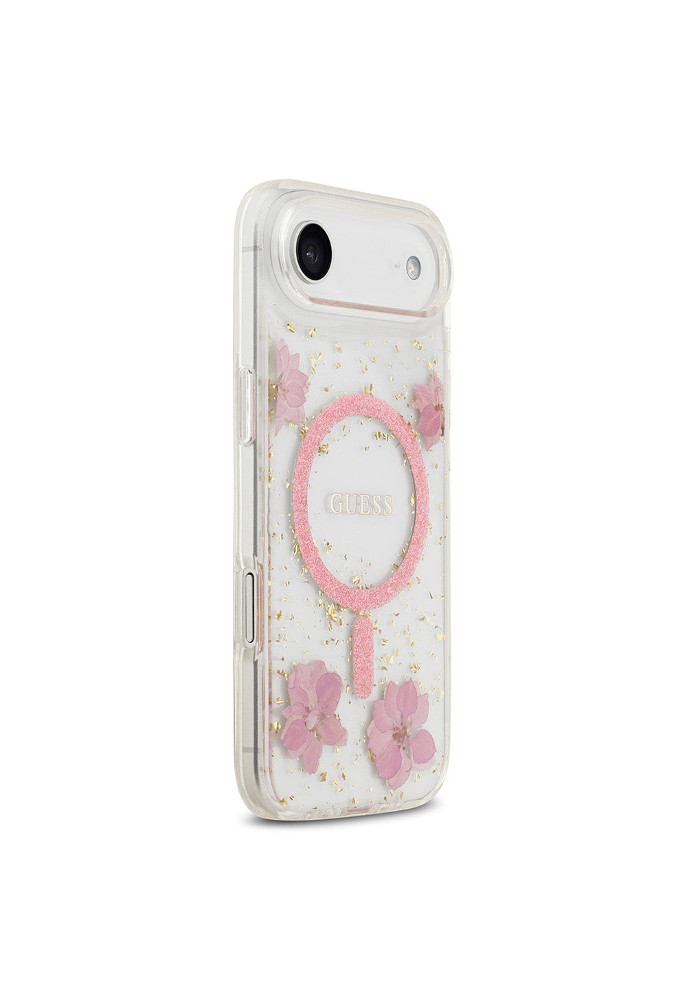 Apple iPhone 17 Air Kılıf Guess Orijinal Lisanslı Manyetik Şarj Uyumlu Transparan Resin Flowers Kapak