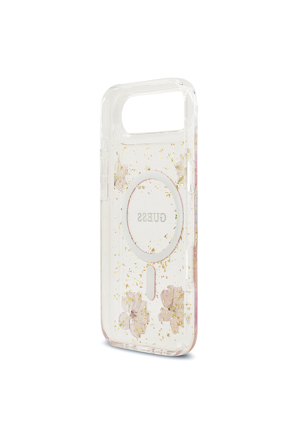 Apple iPhone 17 Air Kılıf Guess Orijinal Lisanslı Manyetik Şarj Uyumlu Transparan Resin Flowers Kapak