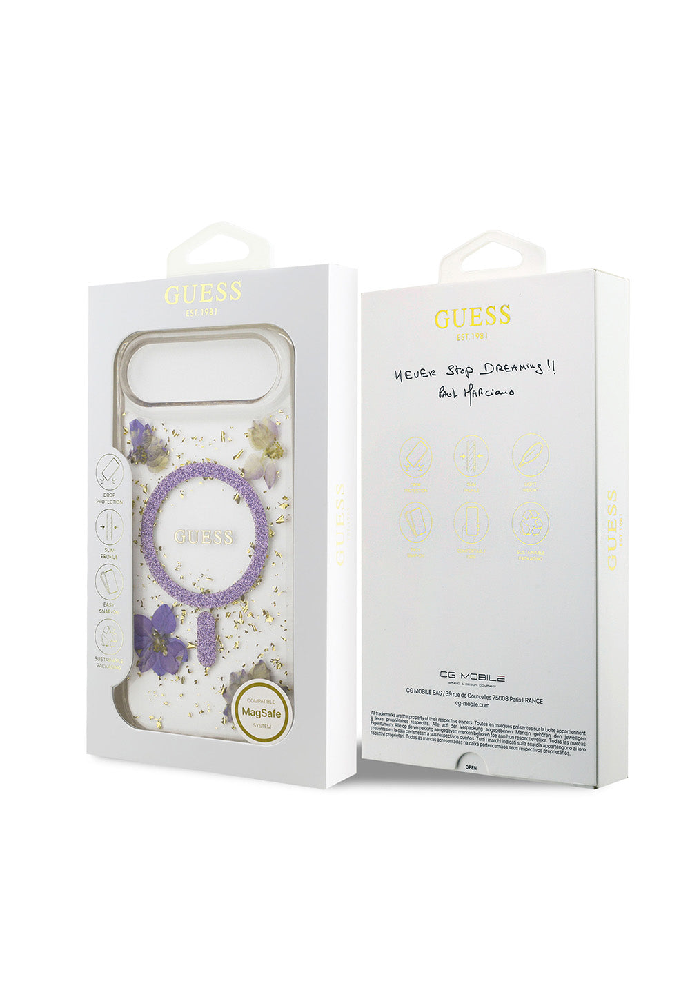 Apple iPhone 17 Air Kılıf Guess Orijinal Lisanslı Manyetik Şarj Uyumlu Transparan Resin Flowers Kapak