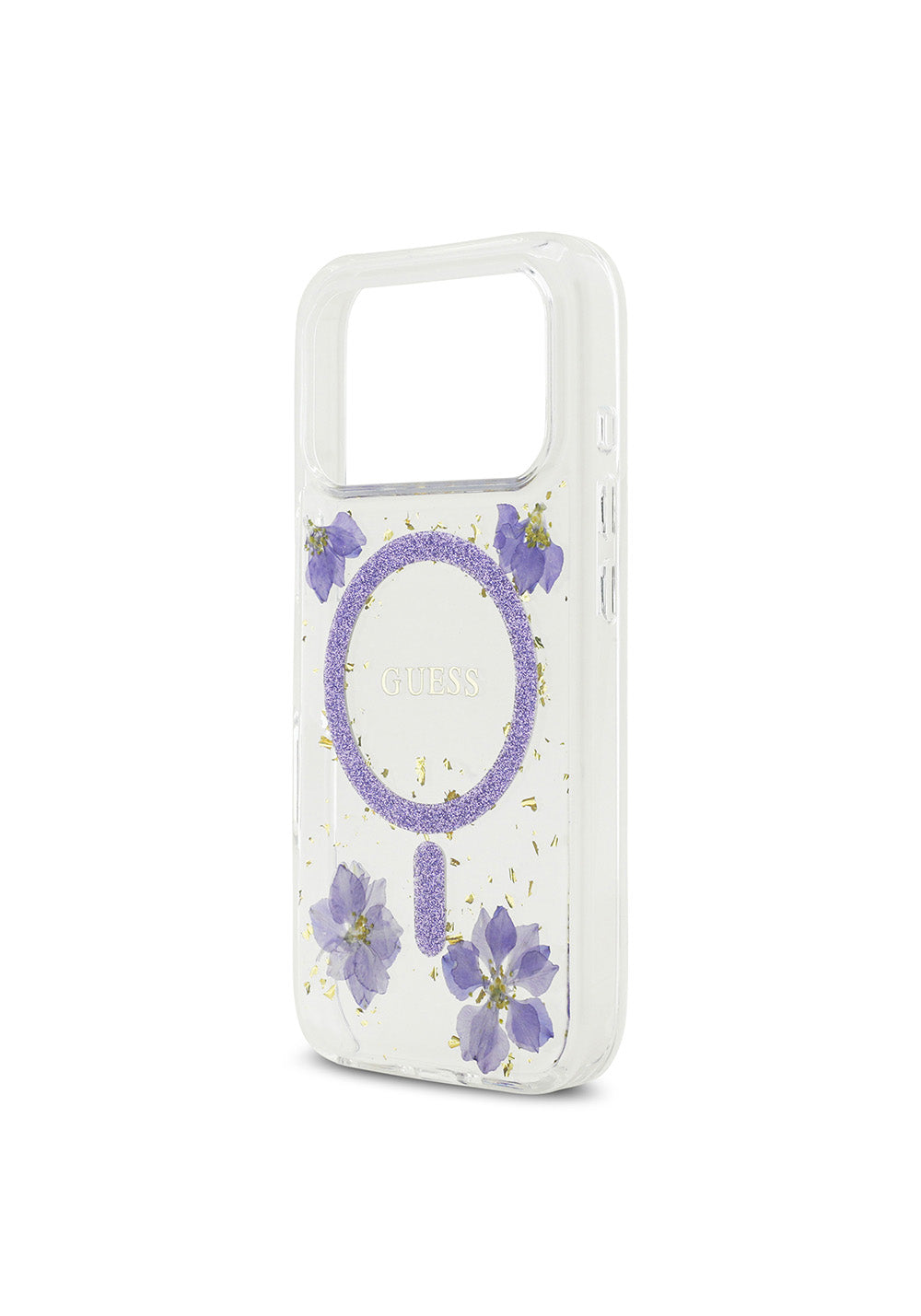 Apple iPhone 17 Pro Kılıf Guess Orijinal Lisanslı Manyetik Şarj Uyumlu Transparan Resin Flowers Kapak
