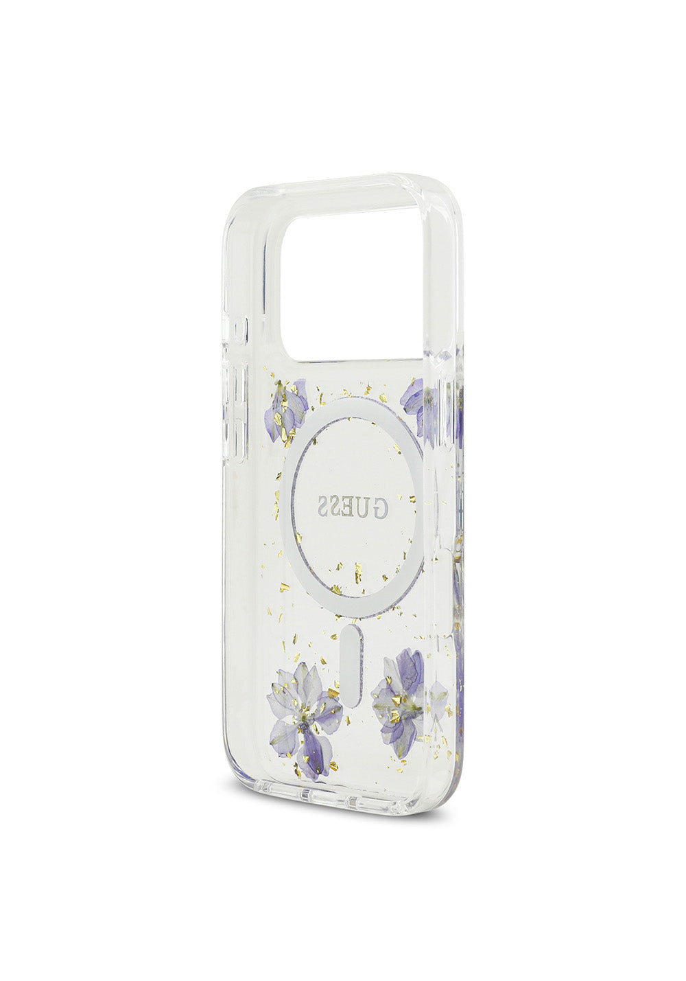 Apple iPhone 17 Pro Kılıf Guess Orijinal Lisanslı Manyetik Şarj Uyumlu Transparan Resin Flowers Kapak