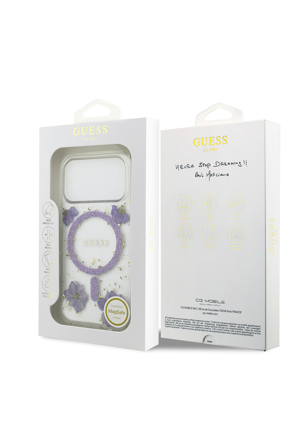 Apple iPhone 17 Pro Kılıf Guess Orijinal Lisanslı Manyetik Şarj Uyumlu Transparan Resin Flowers Kapak
