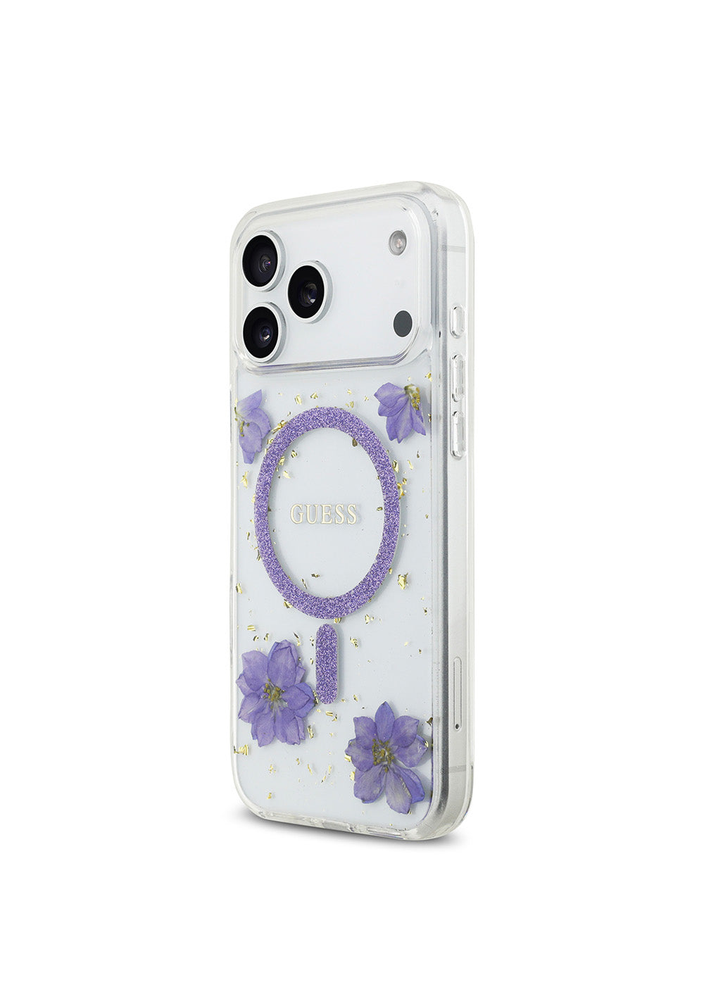 Apple iPhone 17 Pro Max Kılıf Guess Orijinal Lisanslı Manyetik Şarj Uyumlu Transparan Resin Flowers Kapak