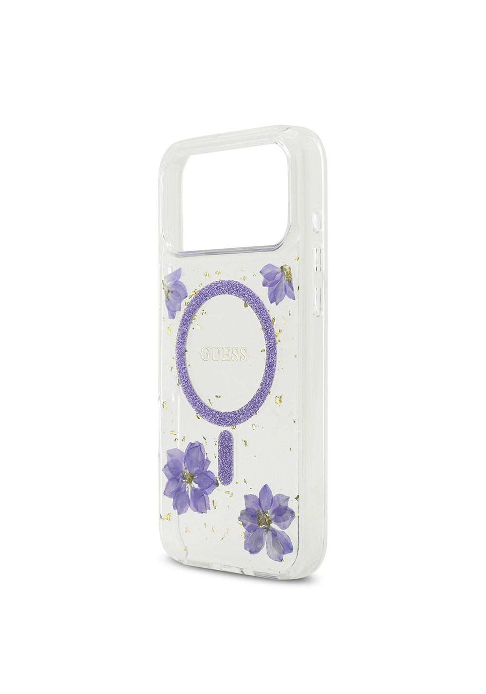 Apple iPhone 17 Pro Max Kılıf Guess Orijinal Lisanslı Manyetik Şarj Uyumlu Transparan Resin Flowers Kapak
