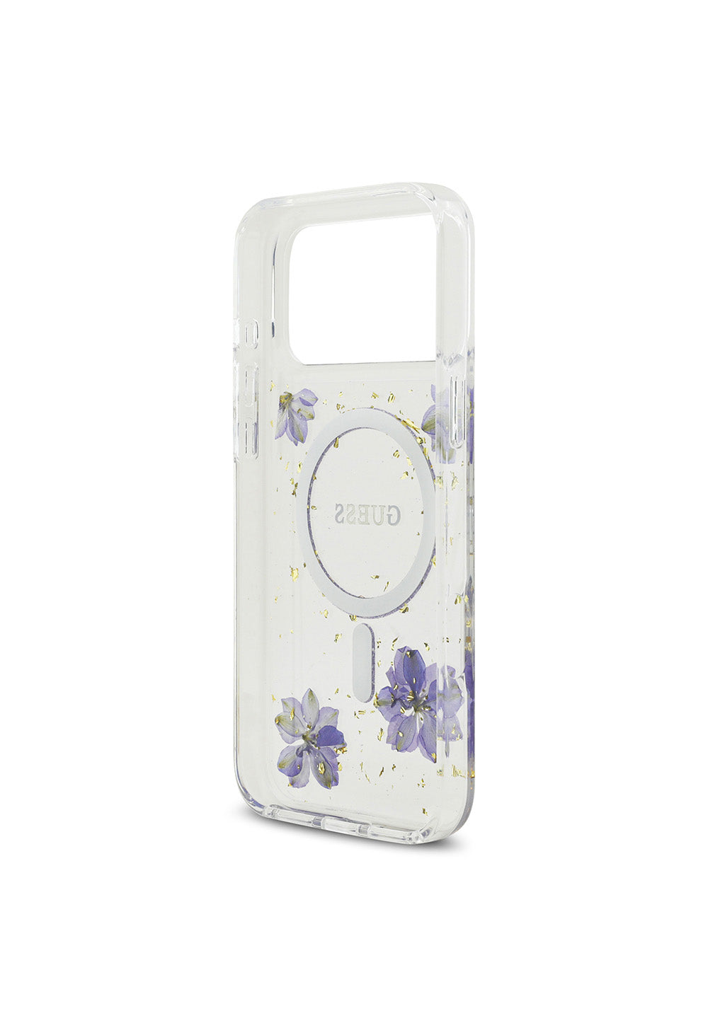 Apple iPhone 17 Pro Max Kılıf Guess Orijinal Lisanslı Manyetik Şarj Uyumlu Transparan Resin Flowers Kapak