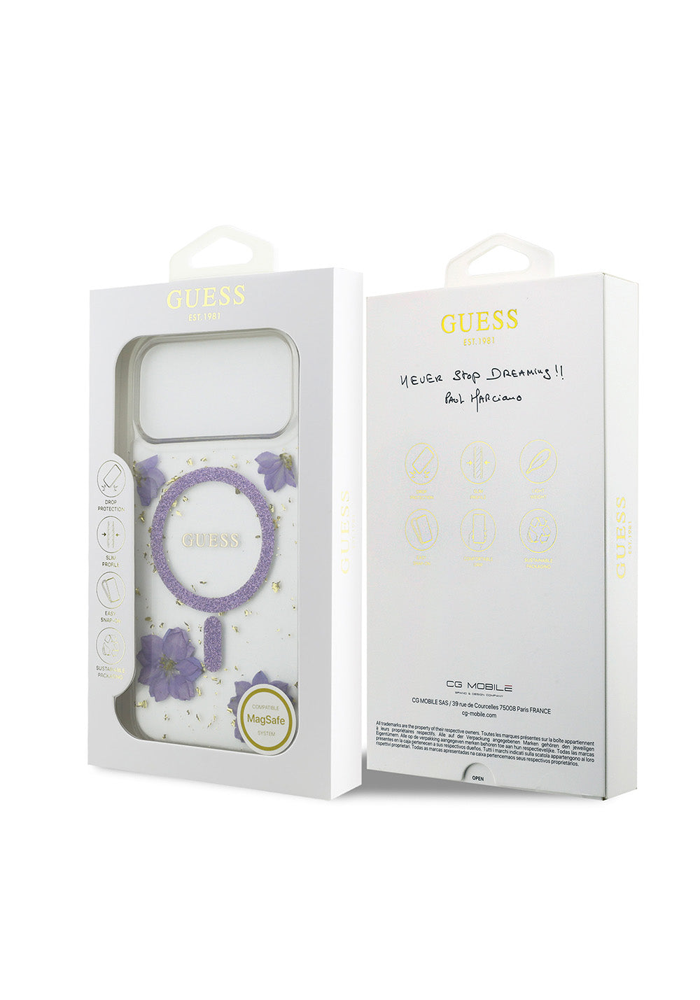 Apple iPhone 17 Pro Max Kılıf Guess Orijinal Lisanslı Manyetik Şarj Uyumlu Transparan Resin Flowers Kapak