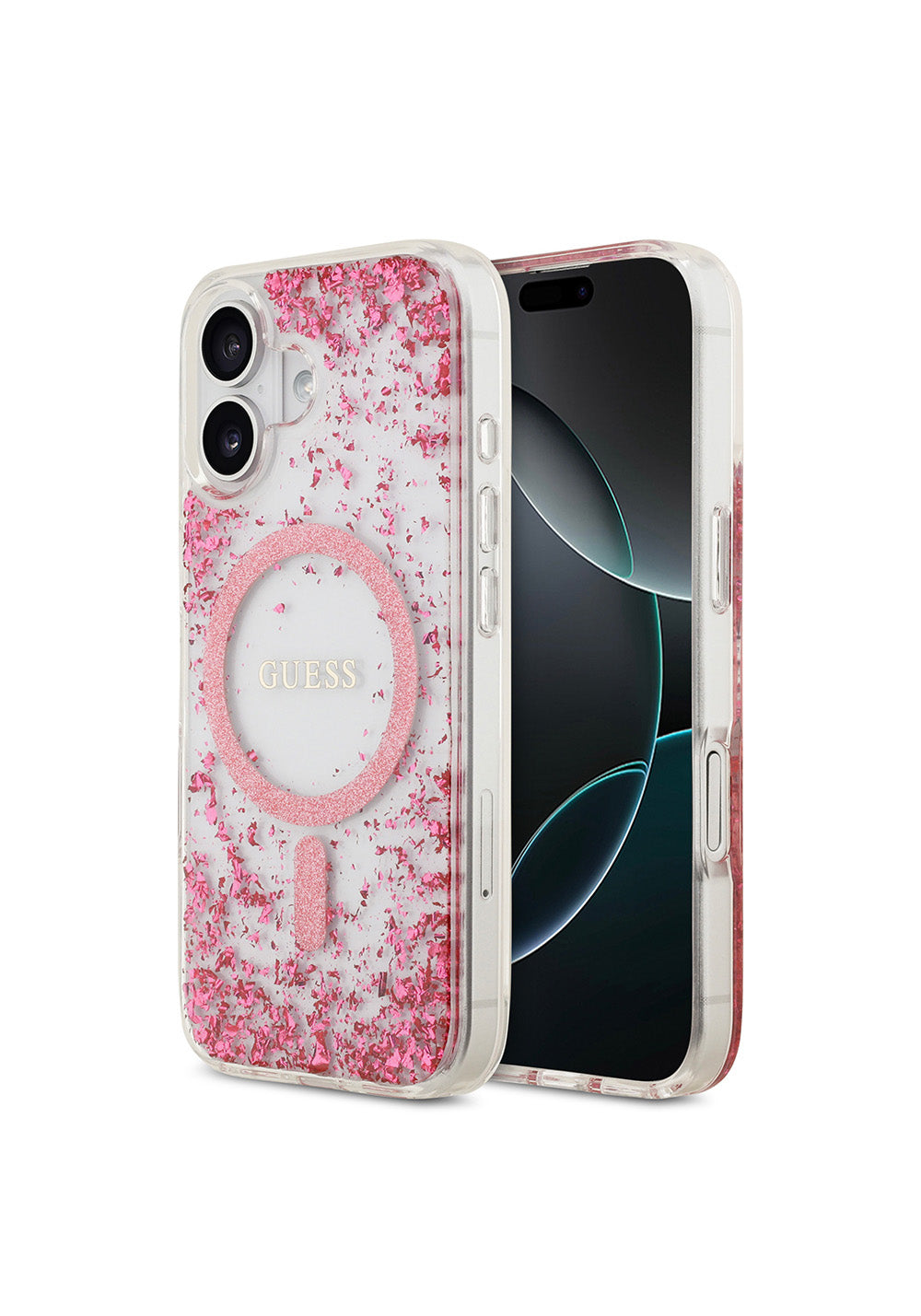 Apple iPhone 17 Kılıf Guess Orijinal Lisanslı Manyetik Şarj Uyumlu Transparan Resin Bottom Kapak