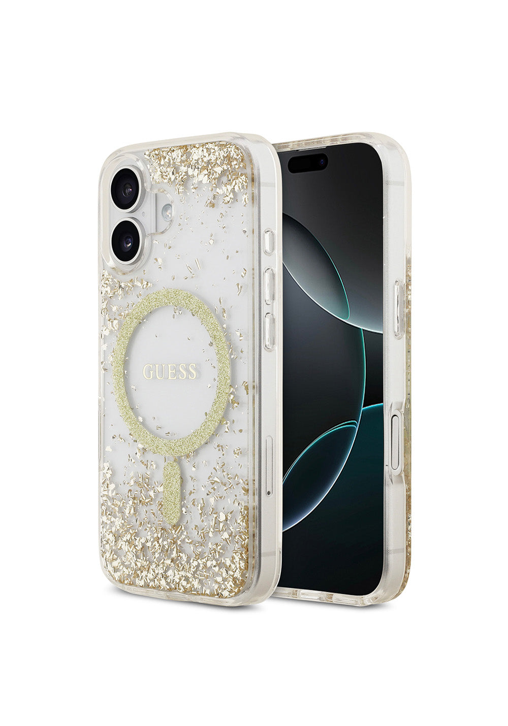 Apple iPhone 17 Kılıf Guess Orijinal Lisanslı Manyetik Şarj Uyumlu Transparan Resin Bottom Kapak