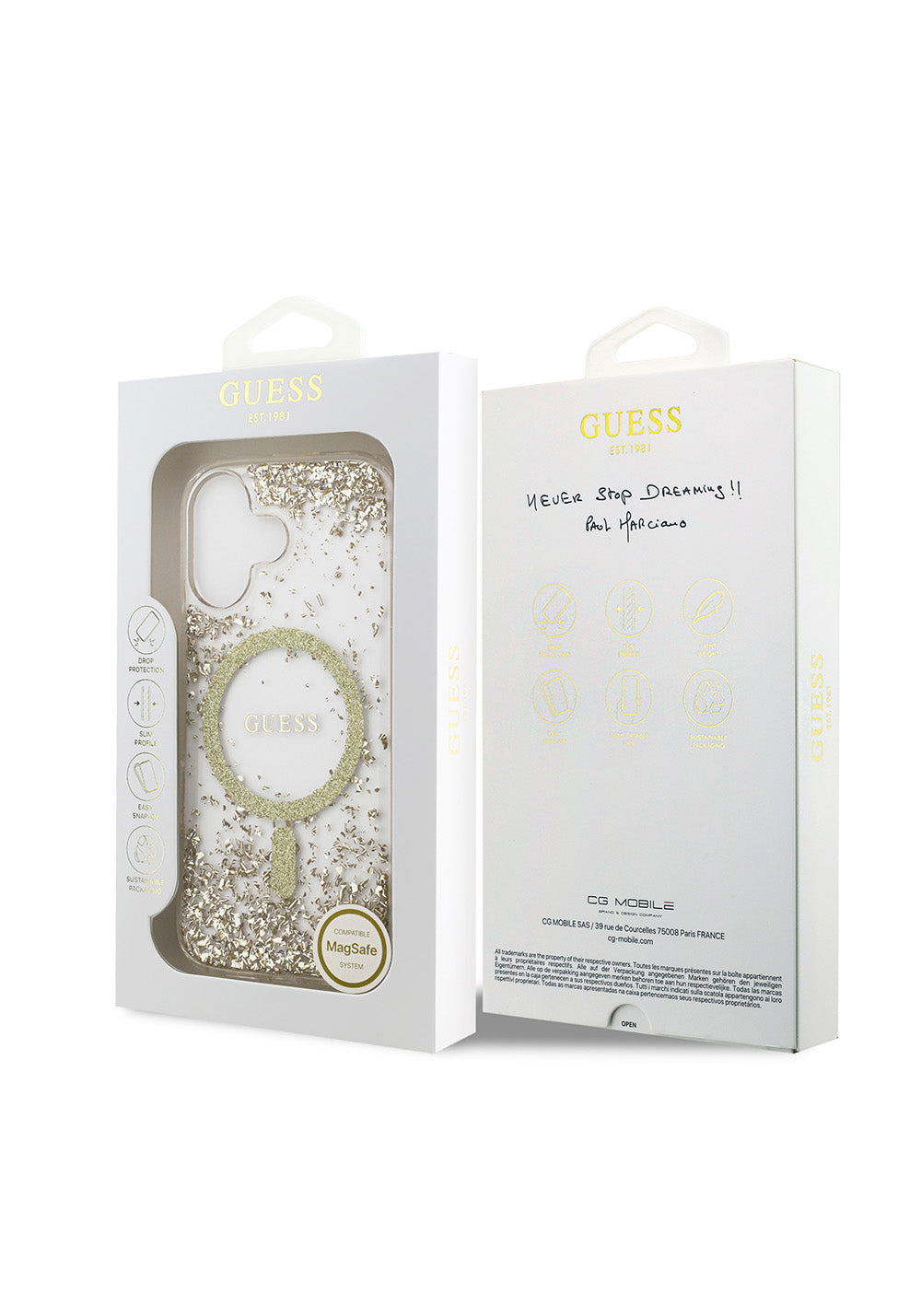 Apple iPhone 17 Kılıf Guess Orijinal Lisanslı Manyetik Şarj Uyumlu Transparan Resin Bottom Kapak