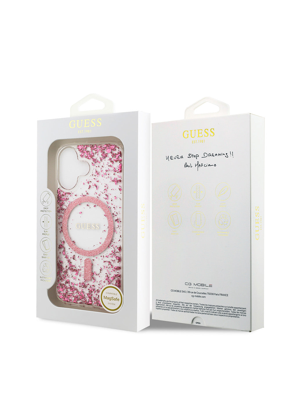 Apple iPhone 17 Kılıf Guess Orijinal Lisanslı Manyetik Şarj Uyumlu Transparan Resin Bottom Kapak