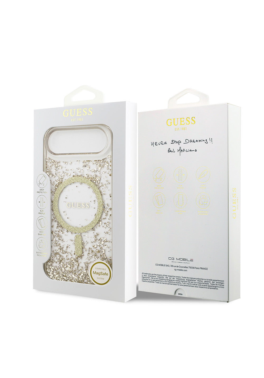 Apple iPhone 17 Air Kılıf Guess Orijinal Lisanslı Manyetik Şarj Uyumlu Transparan Resin Bottom Kapak
