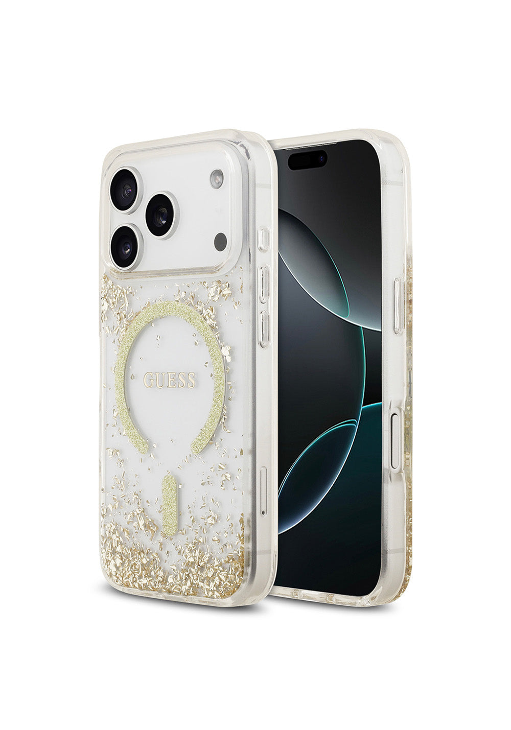 Apple iPhone 17 Pro Kılıf Guess Orijinal Lisanslı Manyetik Şarj Uyumlu Transparan Resin Bottom Kapak