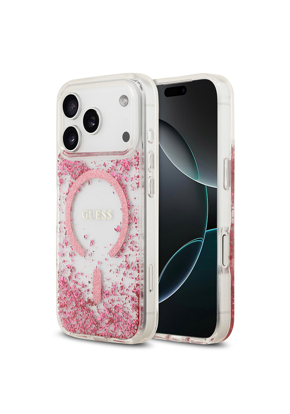 Apple iPhone 17 Pro Kılıf Guess Orijinal Lisanslı Manyetik Şarj Uyumlu Transparan Resin Bottom Kapak