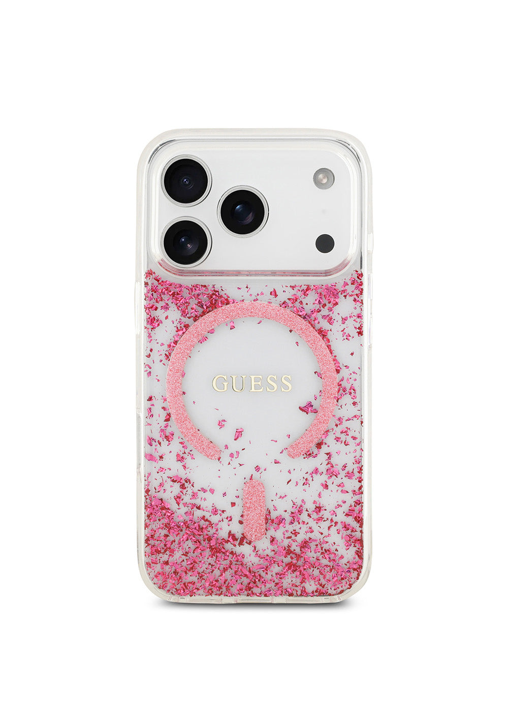 Apple iPhone 17 Pro Kılıf Guess Orijinal Lisanslı Manyetik Şarj Uyumlu Transparan Resin Bottom Kapak