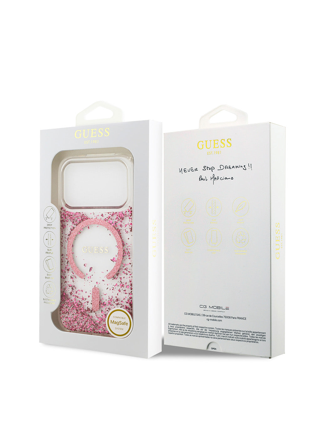 Apple iPhone 17 Pro Kılıf Guess Orijinal Lisanslı Manyetik Şarj Uyumlu Transparan Resin Bottom Kapak