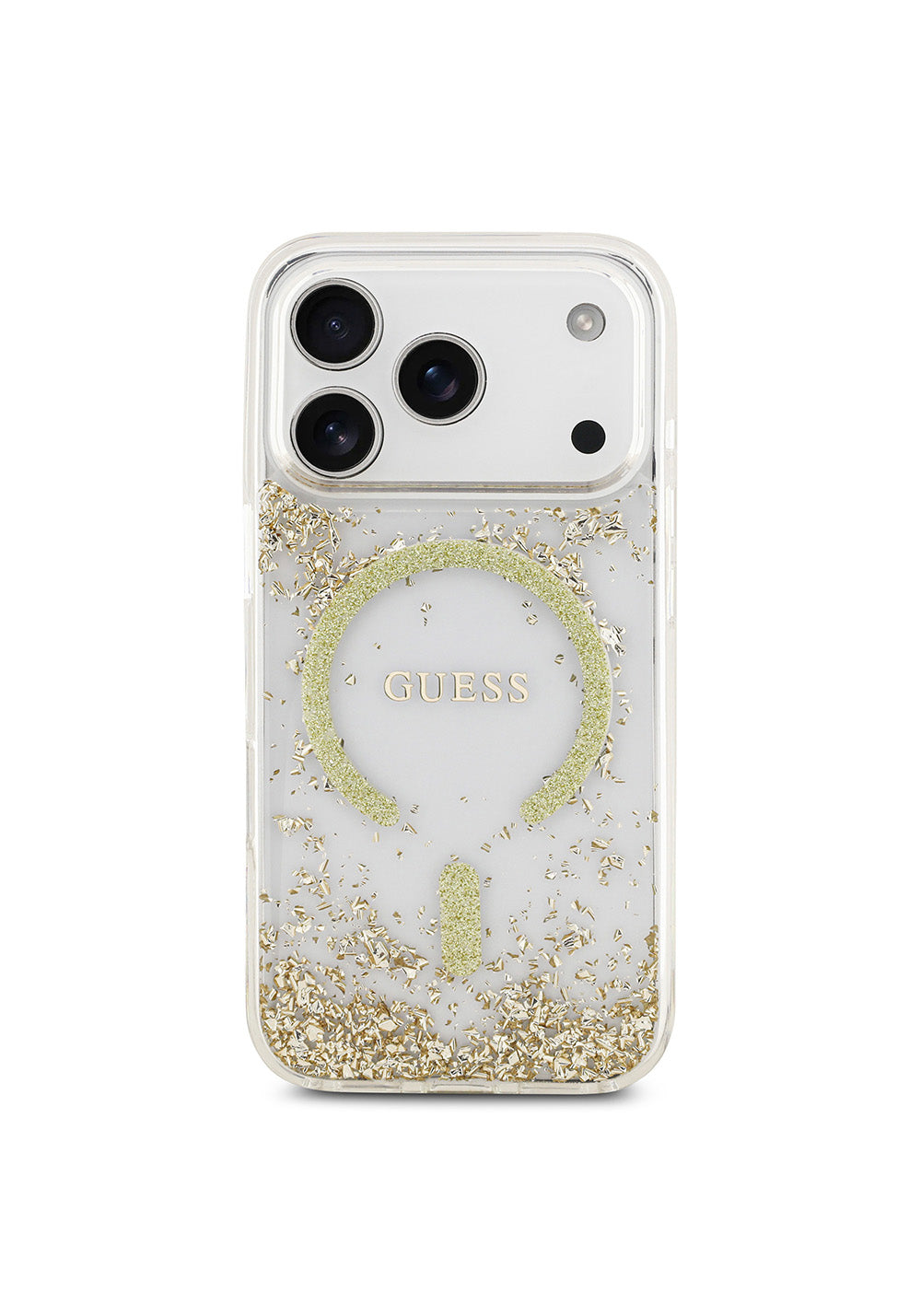 Apple iPhone 17 Pro Kılıf Guess Orijinal Lisanslı Manyetik Şarj Uyumlu Transparan Resin Bottom Kapak