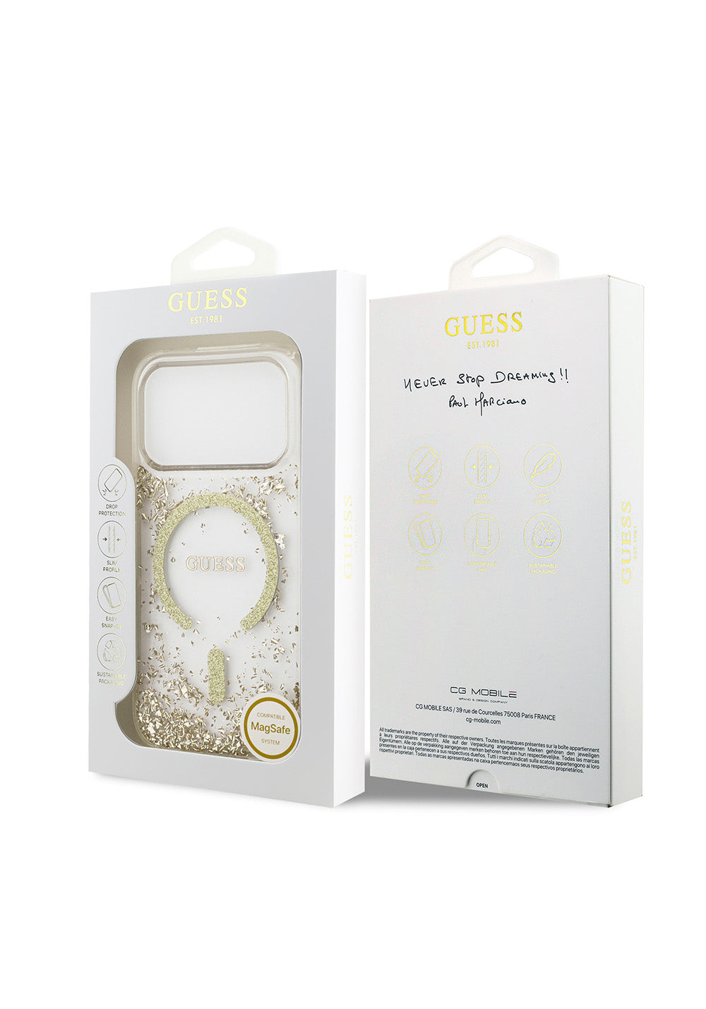 Apple iPhone 17 Pro Kılıf Guess Orijinal Lisanslı Manyetik Şarj Uyumlu Transparan Resin Bottom Kapak